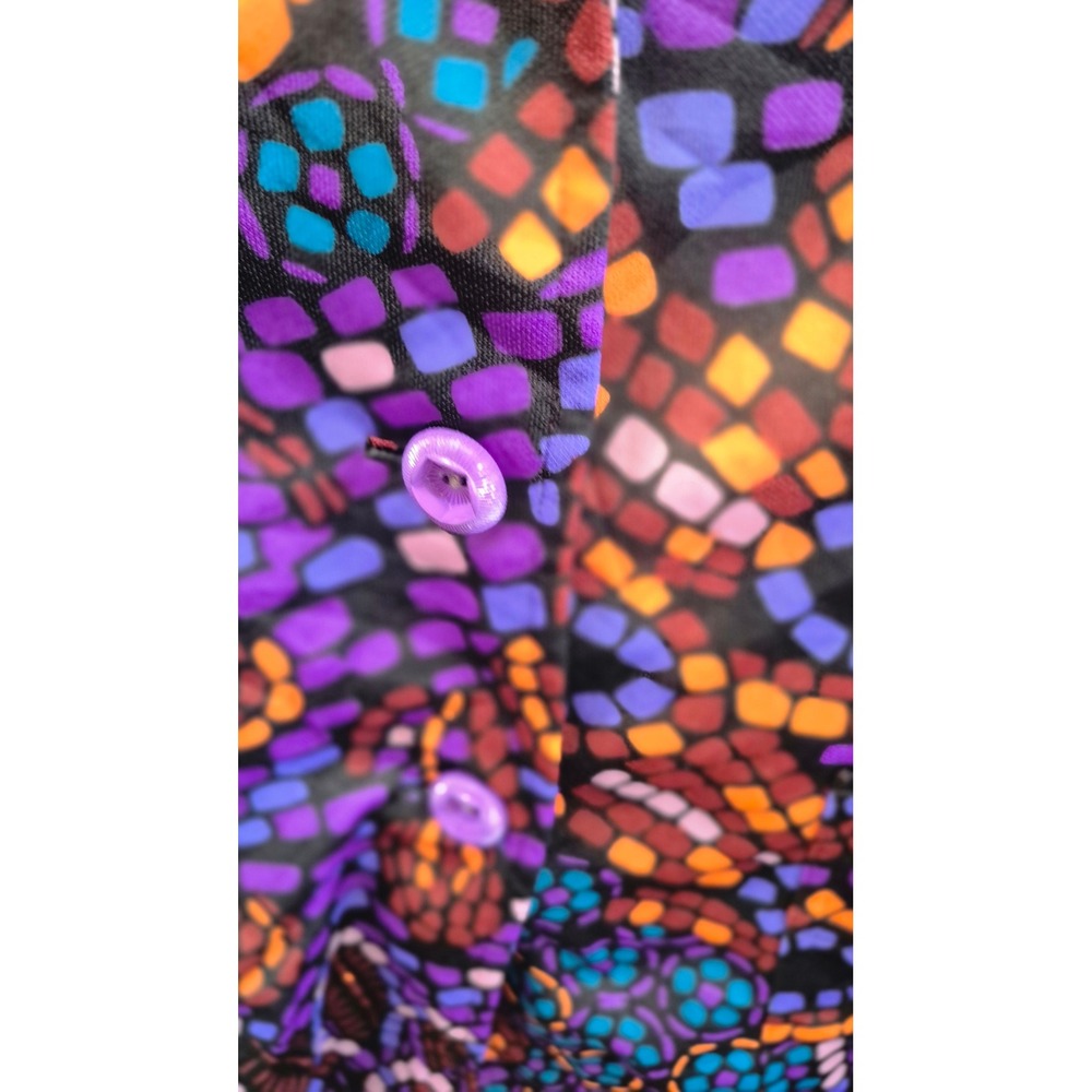 Plum Blossom Vintage Mosaic Print Blazer Jacket Purple Orange Multi-Color Lined - Picture 4 of 14